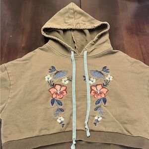 Embroidered Cropped Hoodie